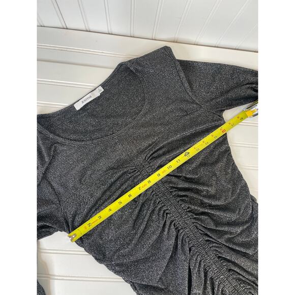 NWT JastFab Long Sleeve Ruched Metallic Mini Bodycon Dress Party Cocktail Size L - Picture 4 of 8